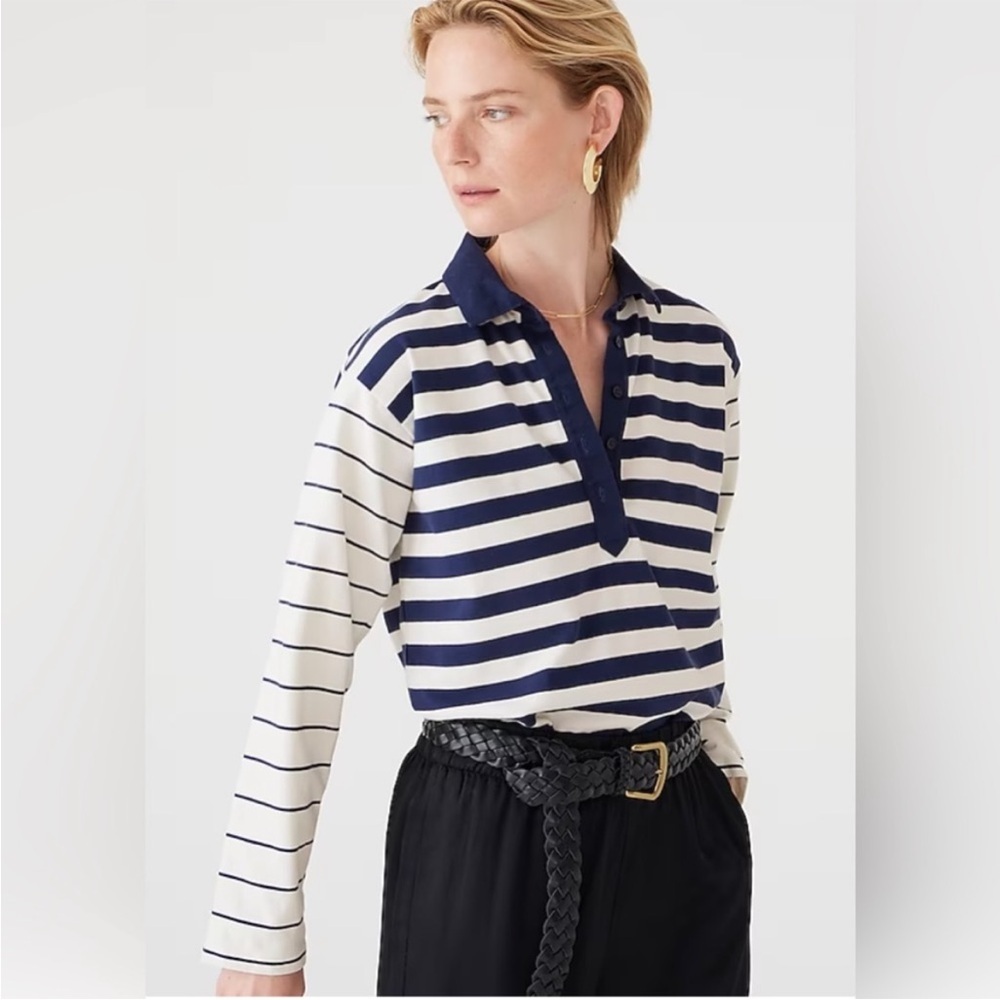 BOGO! J. Crew Polo Shirt Striped Navy Cotton Pullover Size XS